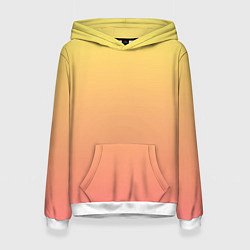 Толстовка-худи женская Градиент нежный жёлто-розовый, цвет: 3D-белый