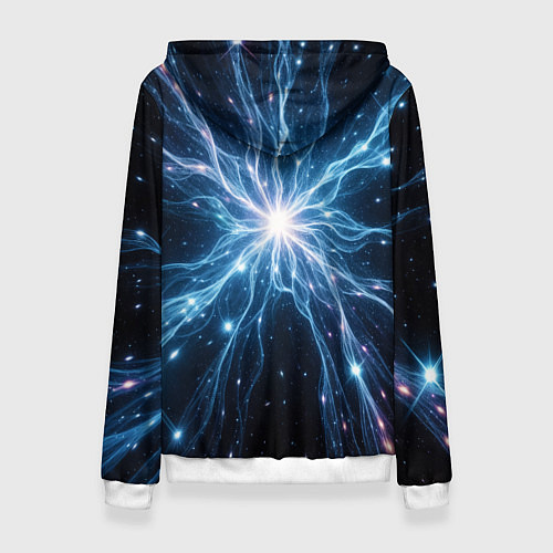 Женская толстовка Всплеск света и звезды - космическая абстракция / 3D-Белый – фото 2