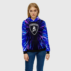 Толстовка-худи женская Lamborghini neon energy, цвет: 3D-черный — фото 2