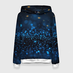 Толстовка-худи женская Боке блестяшки на черном, цвет: 3D-белый