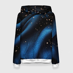 Женская толстовка Синяя волнистая текстура на черном