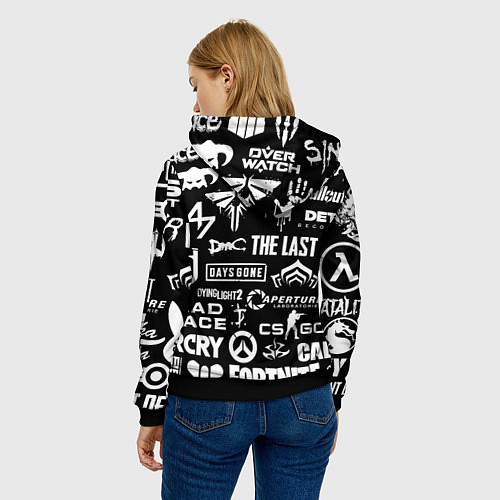 Женская толстовка Сталкер все логотипы игр / 3D-Черный – фото 4