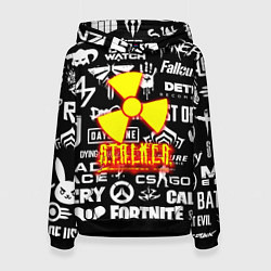 Толстовка-худи женская Сталкер все логотипы игр, цвет: 3D-черный