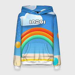 Толстовка-худи женская Inzoi объемная радуга и облака, цвет: 3D-белый