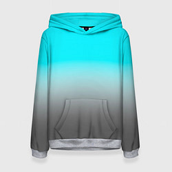 Толстовка-худи женская Серо-голубой светлый градиент, цвет: 3D-меланж