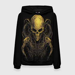Толстовка-худи женская Пришелец - скелет, цвет: 3D-черный