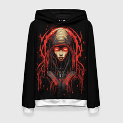 Толстовка-худи женская Инопланетная кибер-девушка, цвет: 3D-белый