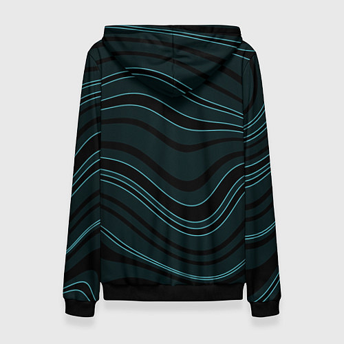 Женская толстовка Тёмный синий волнистые полосы / 3D-Черный – фото 2
