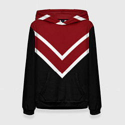 Женская толстовка Красный с чёрным и белые полосы