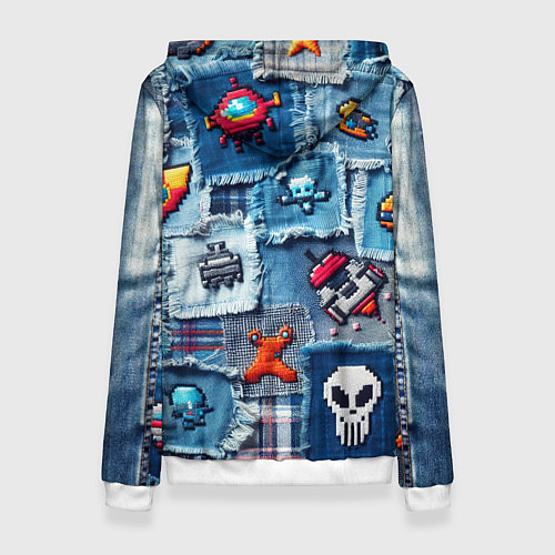 Женская толстовка Пиксельный космос / 3D-Белый – фото 2