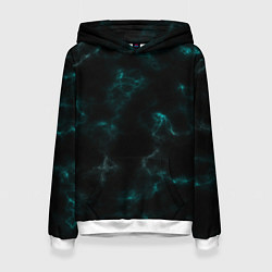 Толстовка-худи женская Color black turquoise, цвет: 3D-белый
