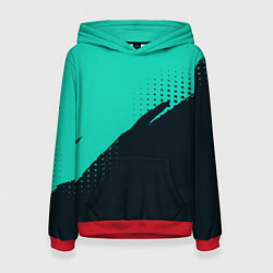 Толстовка-худи женская Color black light blue, цвет: 3D-красный
