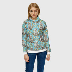 Толстовка-худи женская Пришла весна распустились котики, цвет: 3D-белый — фото 2