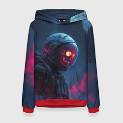 Толстовка-худи женская Скелет космонавта под луной, цвет: 3D-красный
