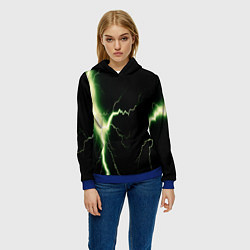 Толстовка-худи женская Lightning yellow текстура, цвет: 3D-синий — фото 2