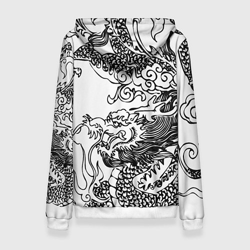 Женская толстовка Татуировка дракона на белом / 3D-Белый – фото 2