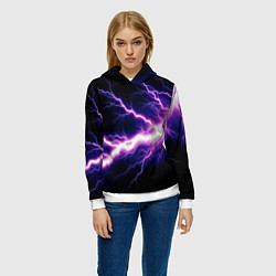 Толстовка-худи женская Lightning purple, цвет: 3D-белый — фото 2