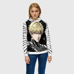 Толстовка-худи женская Генос one punch man, цвет: 3D-белый — фото 2