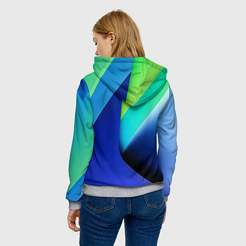 Женская толстовка Color blue green / 3D-Меланж – фото 4