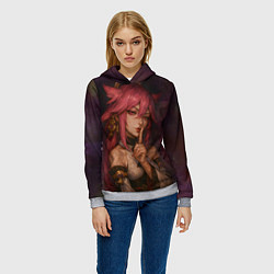 Толстовка-худи женская Яэ Мико жрица лисица, цвет: 3D-меланж — фото 2