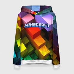 Толстовка-худи женская Minecraft - pattern, цвет: 3D-белый