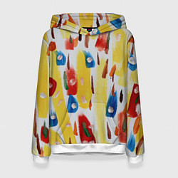 Толстовка-худи женская Rainbow splashes, цвет: 3D-белый