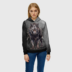 Толстовка-худи женская The fierce wolf, цвет: 3D-черный — фото 2