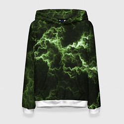 Толстовка-худи женская Lightning green glow, цвет: 3D-белый