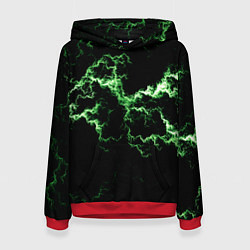 Толстовка-худи женская Lightning green glow, цвет: 3D-красный