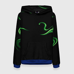 Толстовка-худи женская The color is light green abstraction, цвет: 3D-синий