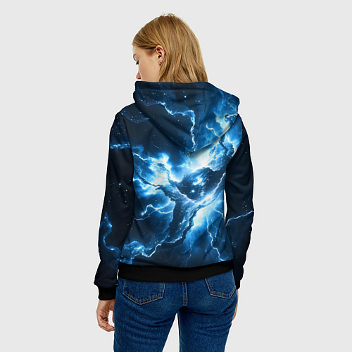 Женская толстовка Бело-синяя туманность / 3D-Черный – фото 4