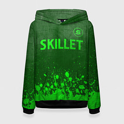 Толстовка-худи женская Skillet - green gradient посередине, цвет: 3D-черный