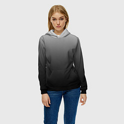 Толстовка-худи женская Текстурированный градиент тёмно-серый, цвет: 3D-черный — фото 2