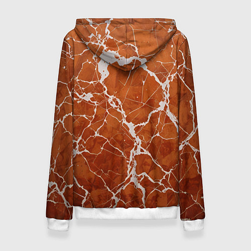 Женская толстовка Темно-оранжевый мрамор / 3D-Белый – фото 2