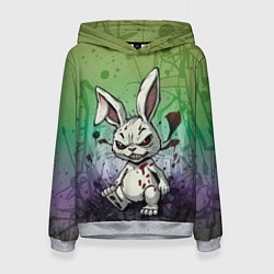 Толстовка-худи женская Безумный кролик хулиган, цвет: 3D-меланж