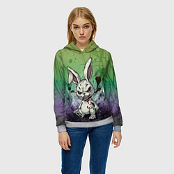 Толстовка-худи женская Безумный кролик хулиган, цвет: 3D-меланж — фото 2
