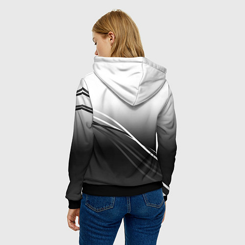 Женская толстовка Герб России градиент в полосами серый / 3D-Черный – фото 4