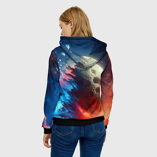 Женская толстовка Разрыв космического тела - нейроарт / 3D-Черный – фото 4