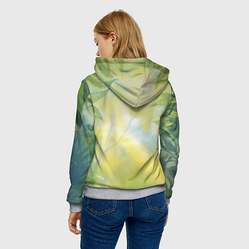 Женская толстовка Тоторо в лесу акварель / 3D-Меланж – фото 4