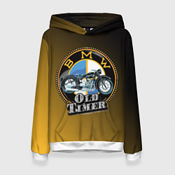 Толстовка-худи женская Ретро мотоцикл BMW, цвет: 3D-белый
