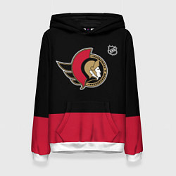 Толстовка-худи женская Оттава Сенаторз хоккей, цвет: 3D-белый