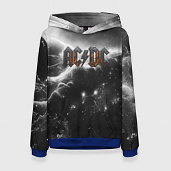 Женская толстовка ACDC металлический лого черно-белая текстура