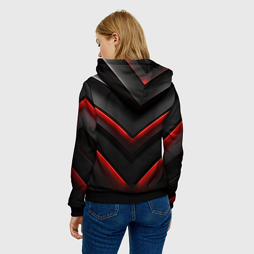Женская толстовка ACDC лого из металла на черно-красной текстуре / 3D-Черный – фото 4