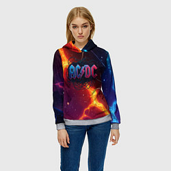 Толстовка-худи женская ACDC логотип в градиенте, цвет: 3D-меланж — фото 2