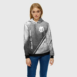 Толстовка-худи женская Gears of War - grey gradient вертикально, цвет: 3D-черный — фото 2