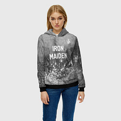 Толстовка-худи женская Iron Maiden - grey gradient посередине, цвет: 3D-черный — фото 2