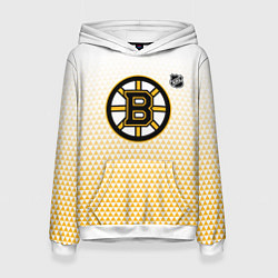 Толстовка-худи женская Бостон Брюинз - светлый градиент, цвет: 3D-белый