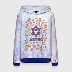 Толстовка-худи женская Astro логотип - ромашки и сердечки, цвет: 3D-синий