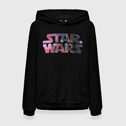 Толстовка-худи женская Звёздные войны надпись искры, цвет: 3D-черный
