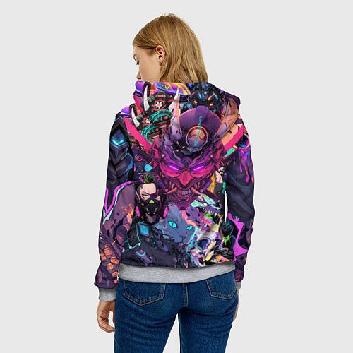 Женская толстовка Стиль Cyberpunk / 3D-Меланж – фото 4